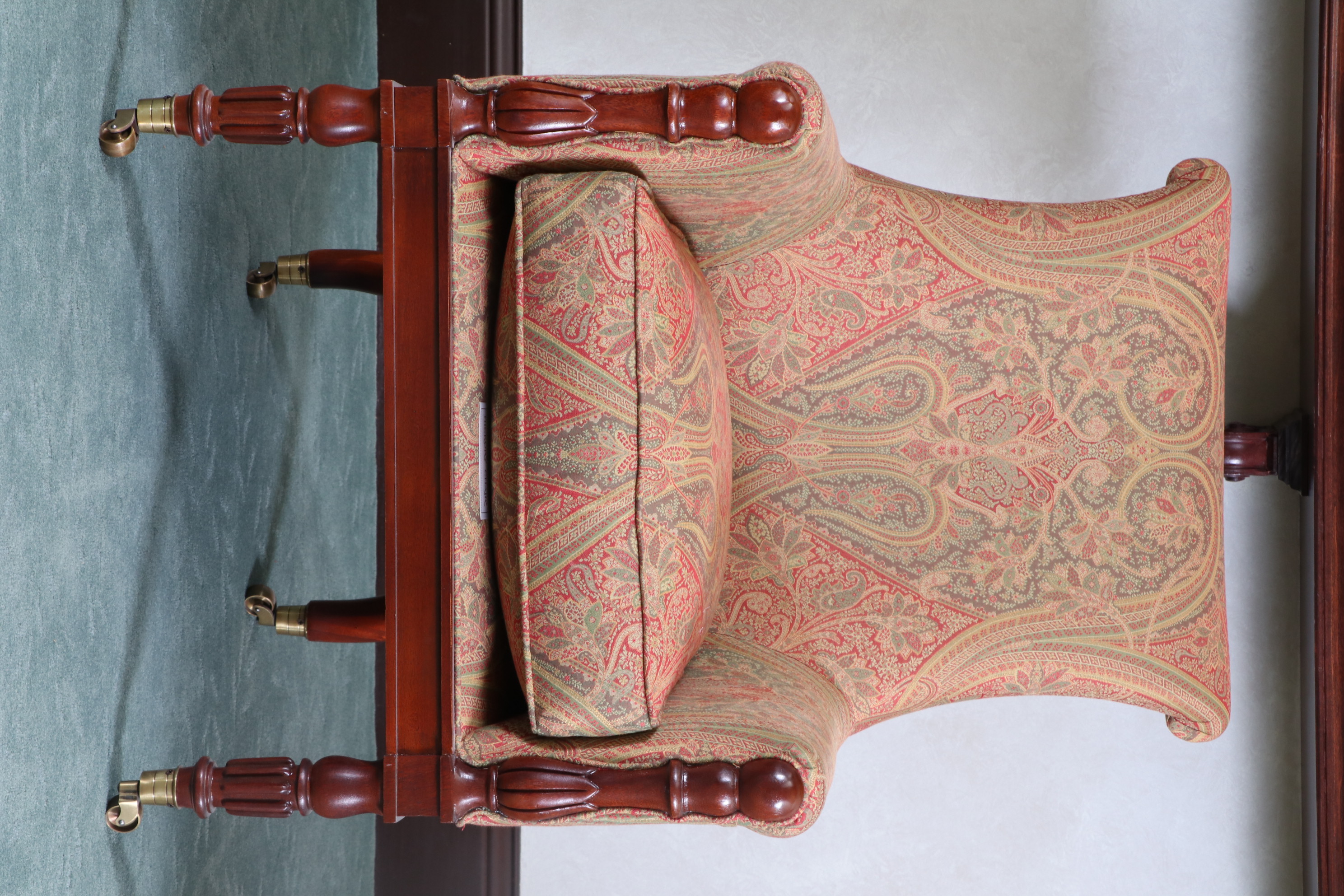 Mark Hampton for Hickory Chair Regency Style Upholstered Mahogany Armchairs