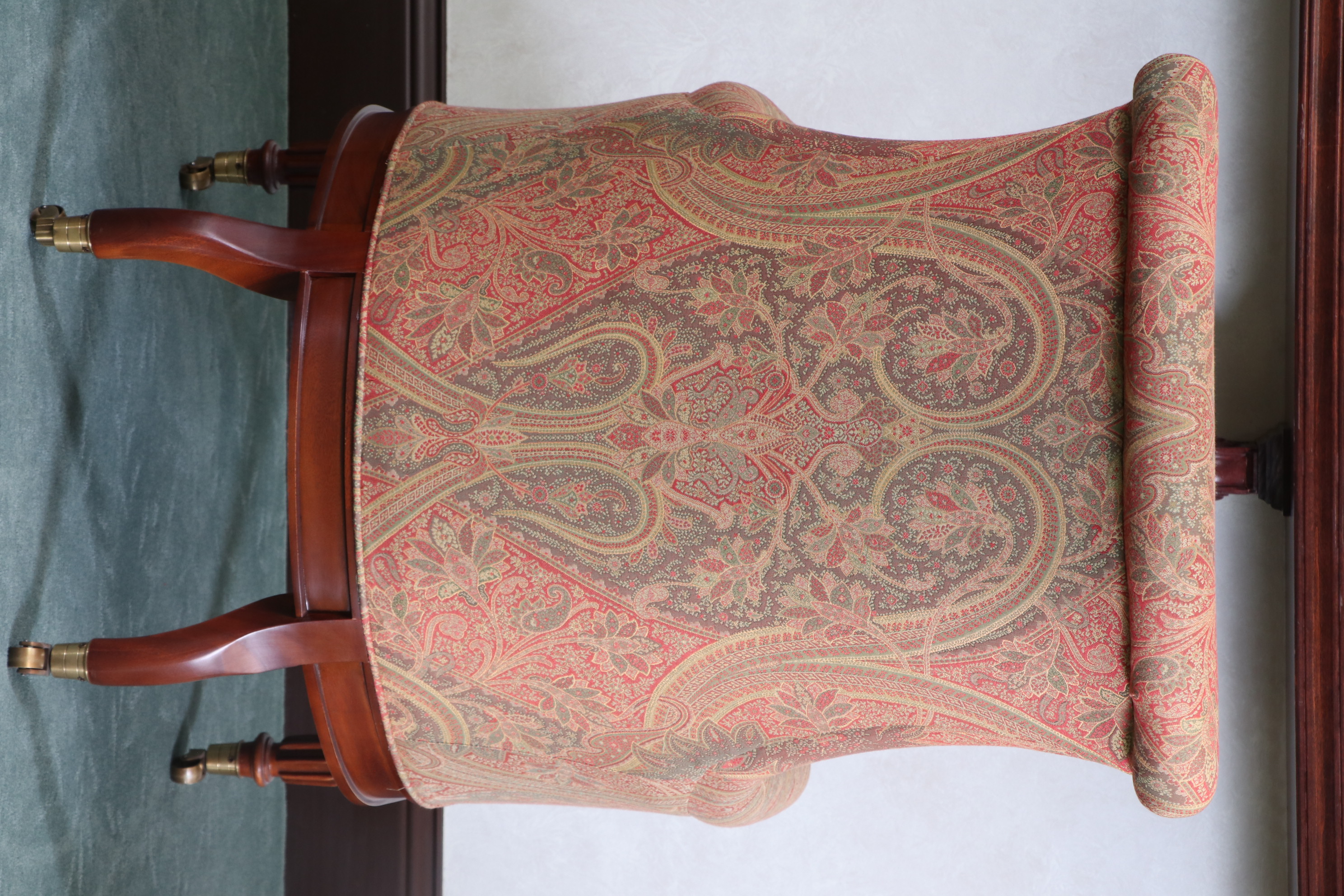 Mark Hampton for Hickory Chair Regency Style Upholstered Mahogany Armchairs