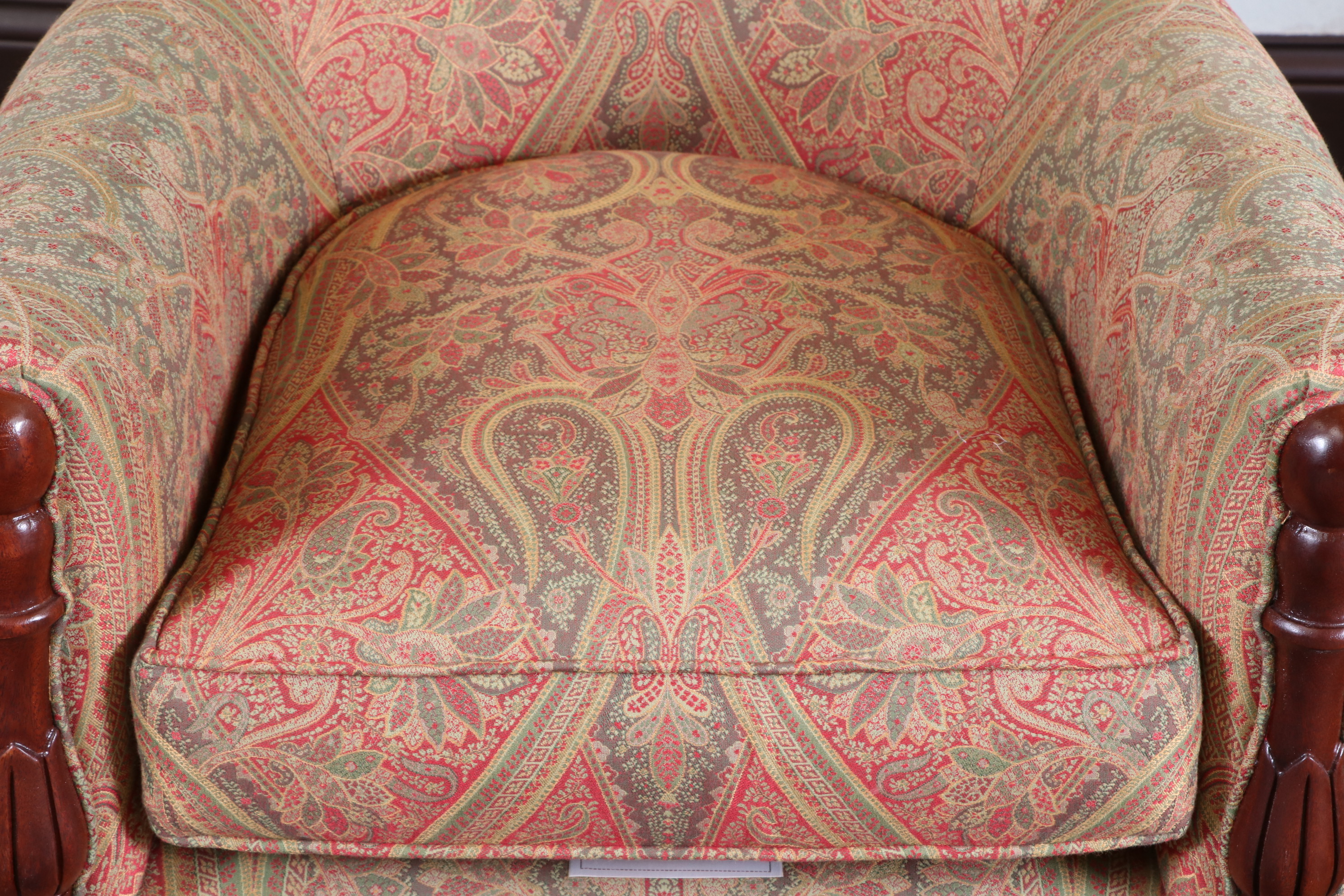 Mark Hampton for Hickory Chair Regency Style Upholstered Mahogany Armchairs