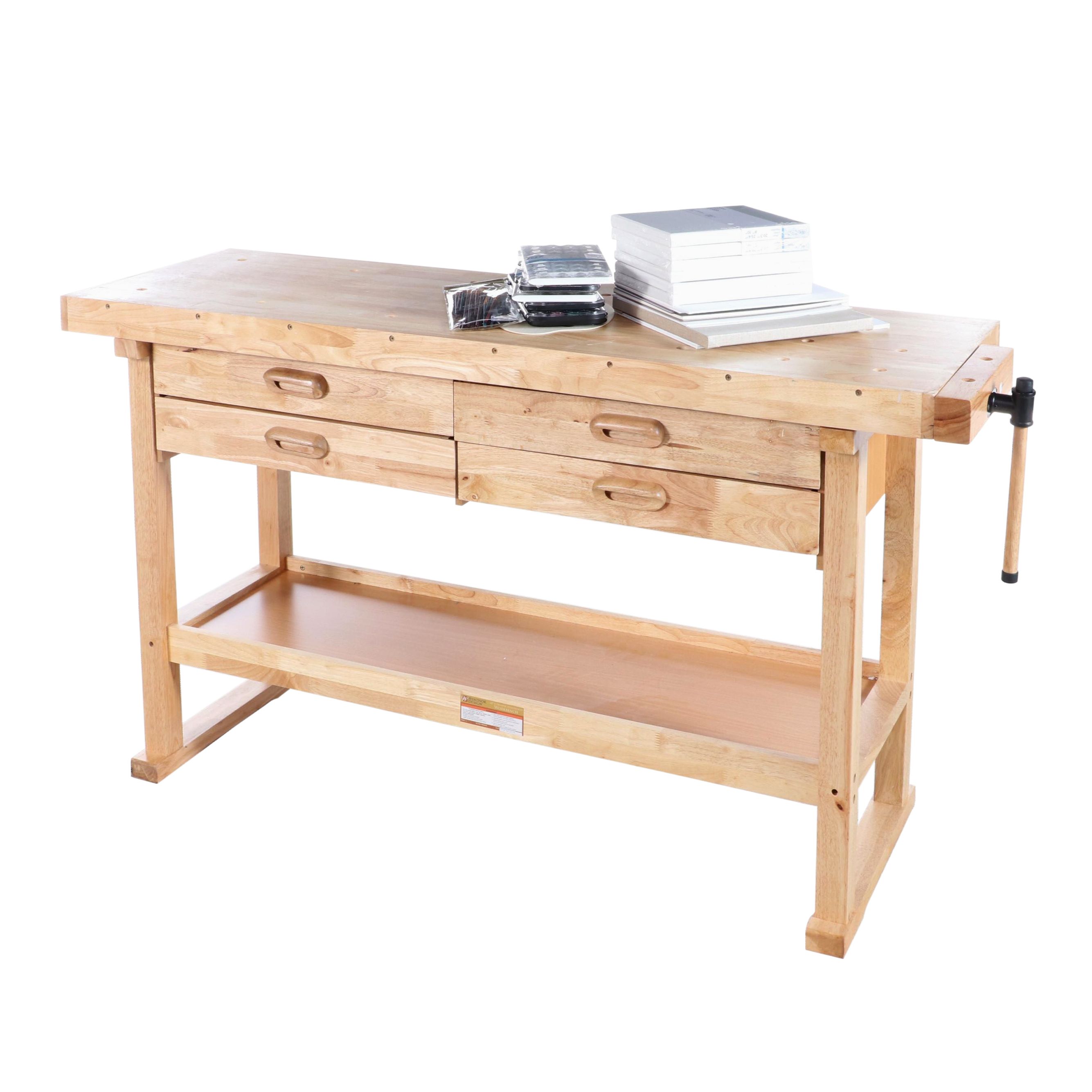 Windsor Design Hardwood Four-Drawer Workbench Plus Art Supplies