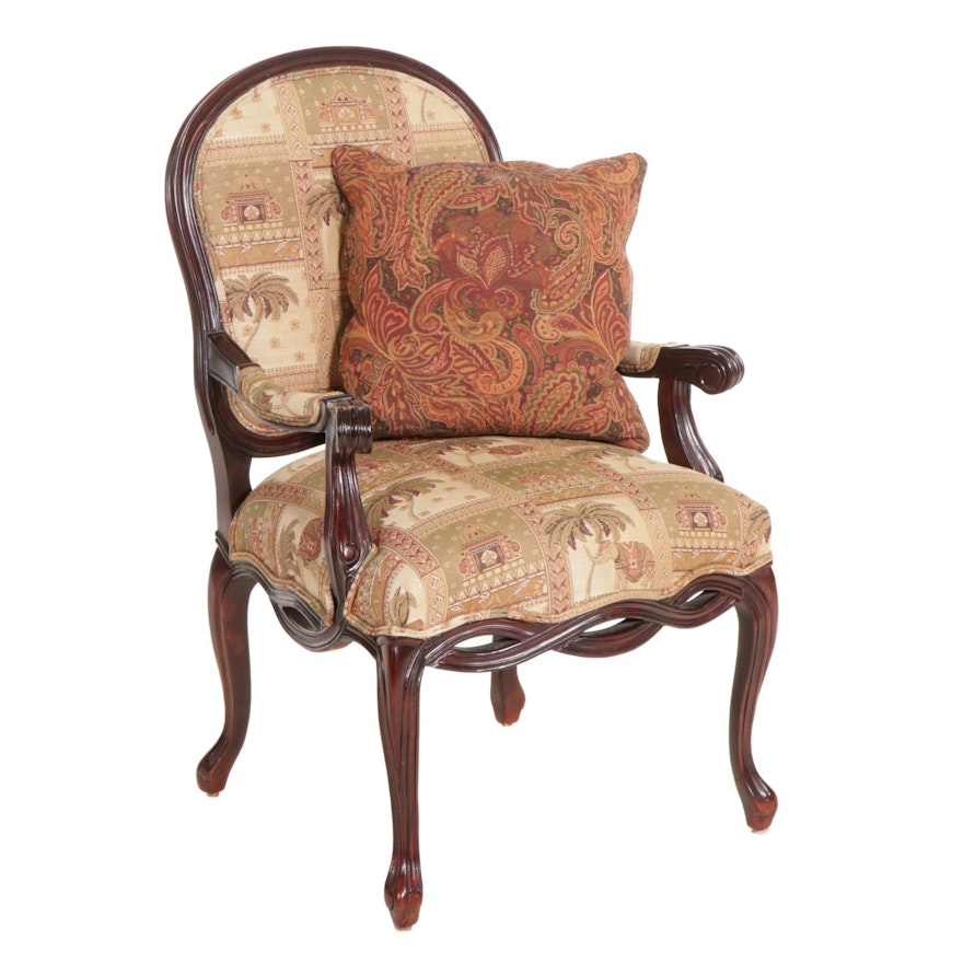 French Provincial Style Mahogany Upholstered Parlor Chair