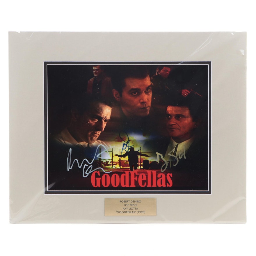 Robert De Niro, Joe Pesci and Ray Liotta Signed "Goodfellas" Giclée in Mat Frame