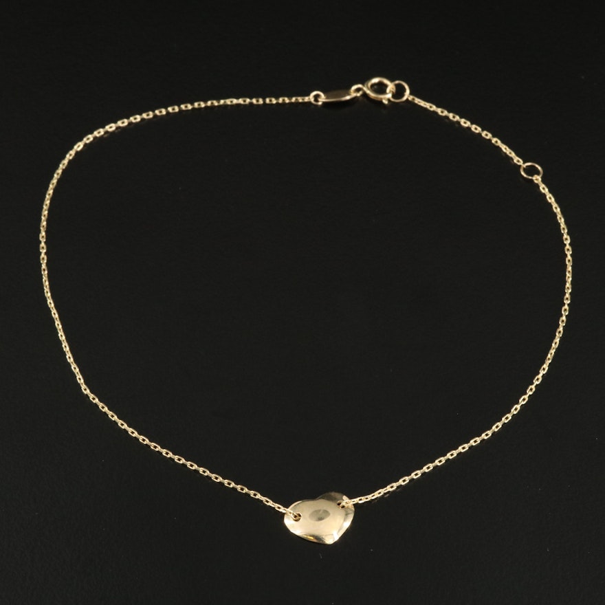 14K Heart Anklet