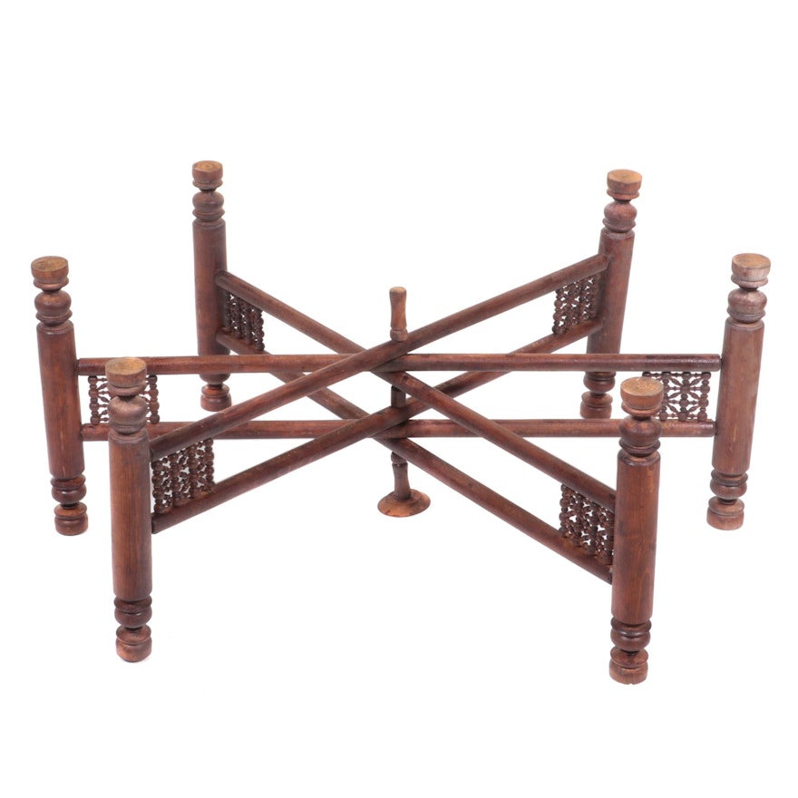 Moorish Carved Beech Folding Tray Table Base