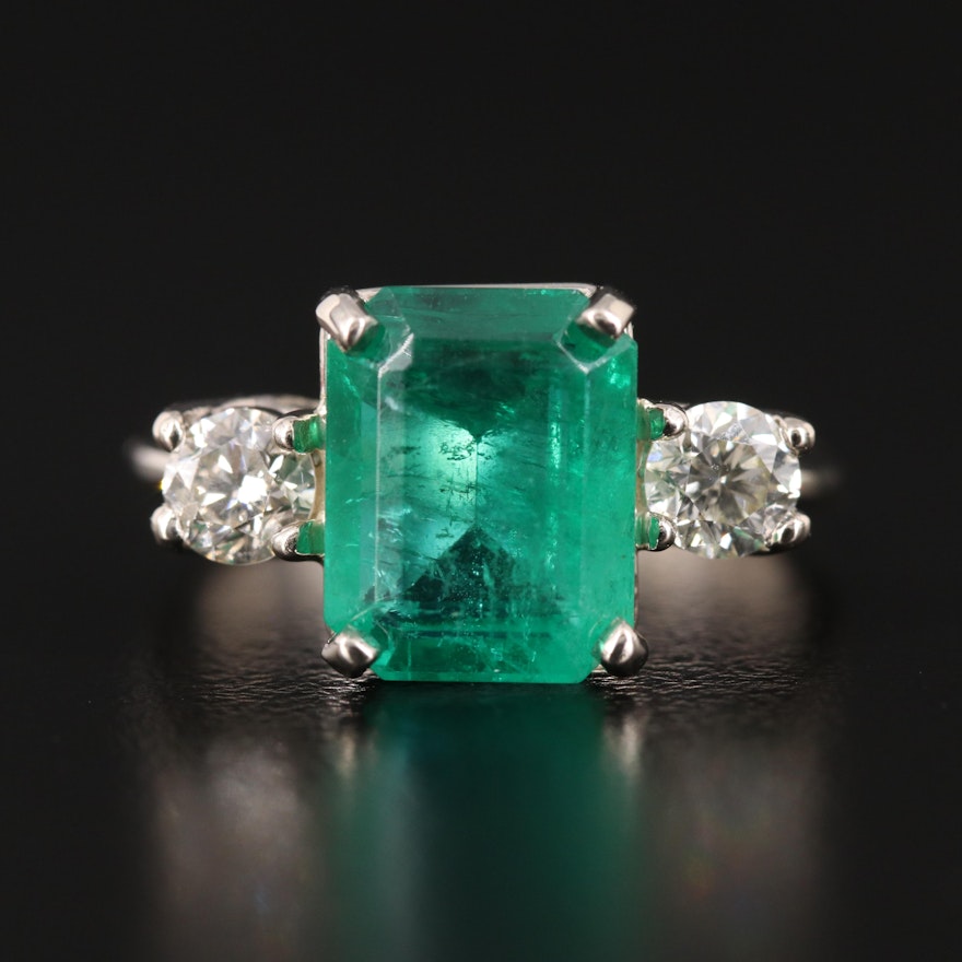 14K 4.04 CT Emerald and Diamond Ring with GIA Report