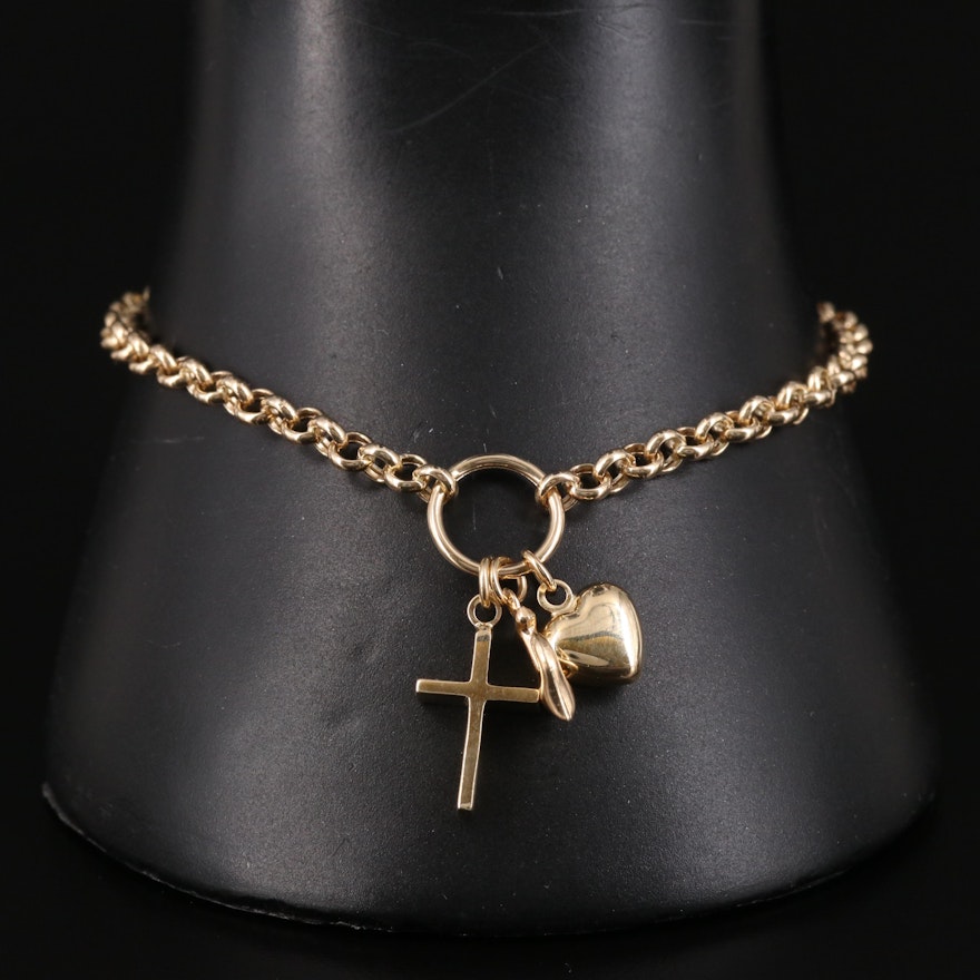 14K Faith, Hope and Charity Bracelet