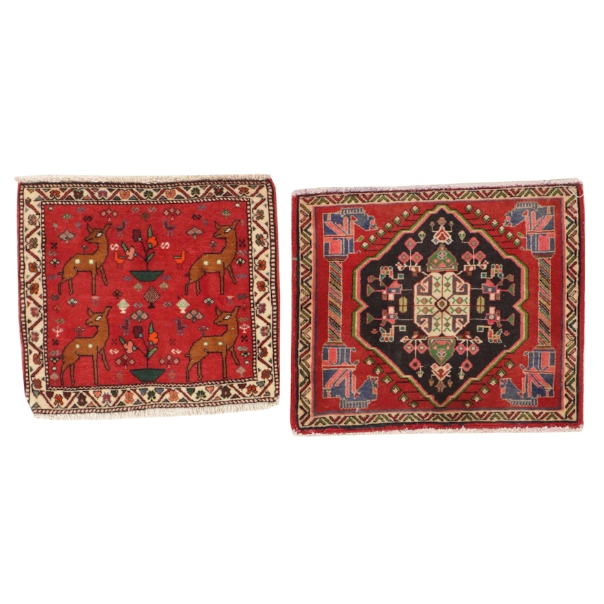 Two Hand-Knotted Persian Qashqai Floor Mats