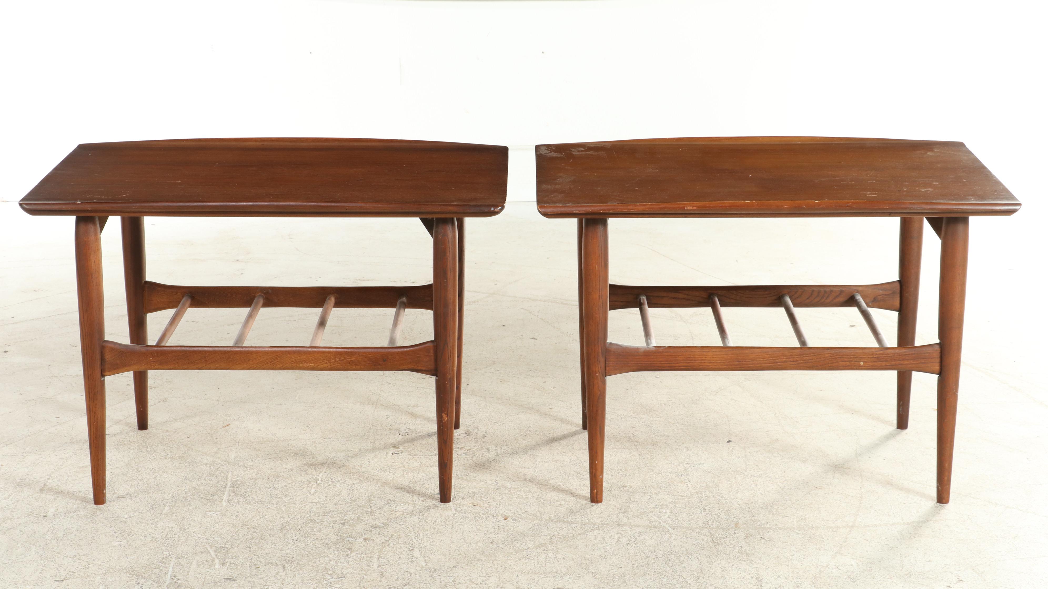 Pair of Bassett Furniture Mid Century Modern Walnut Side Tables