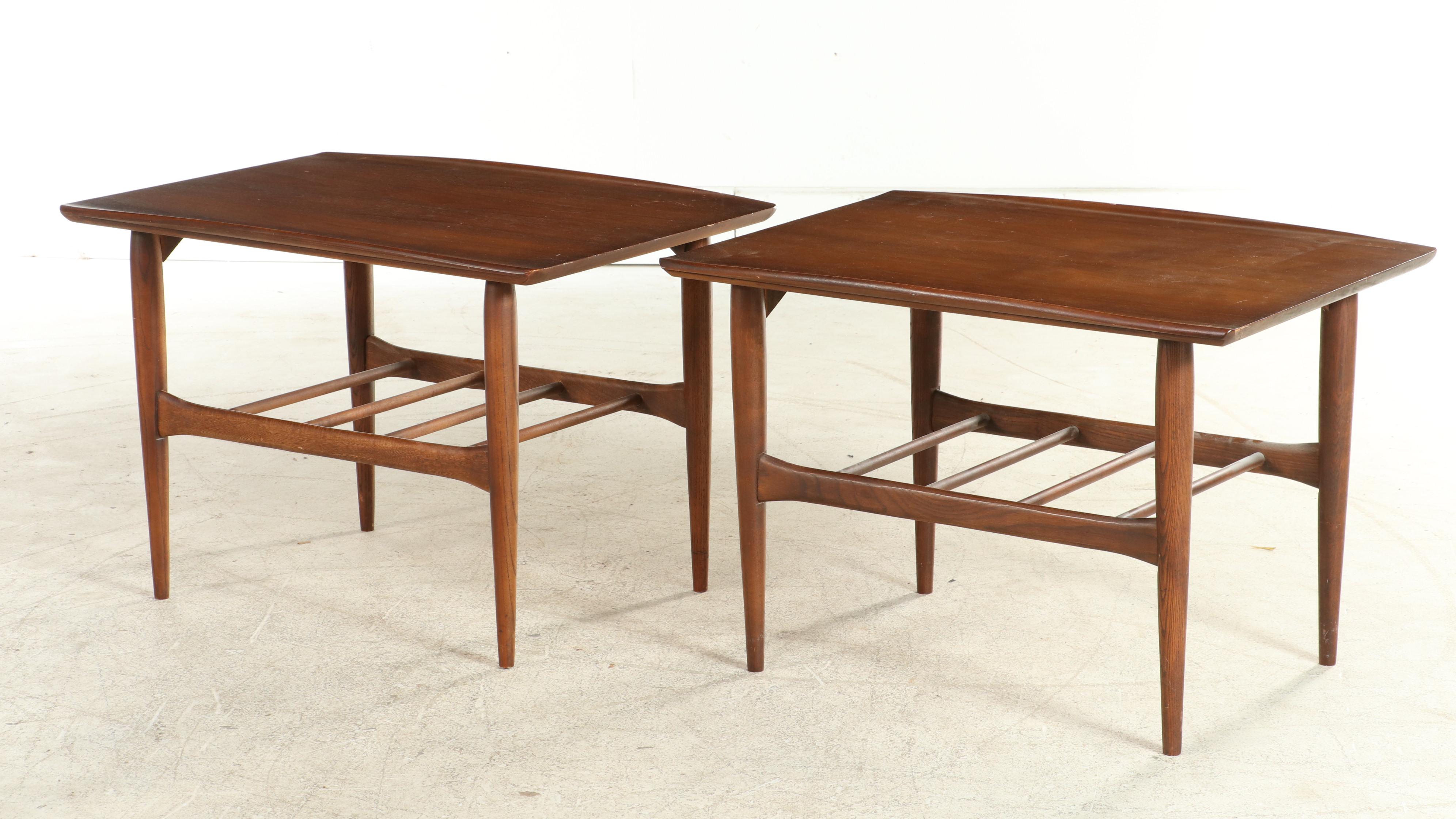 Pair of Bassett Furniture Mid Century Modern Walnut Side Tables
