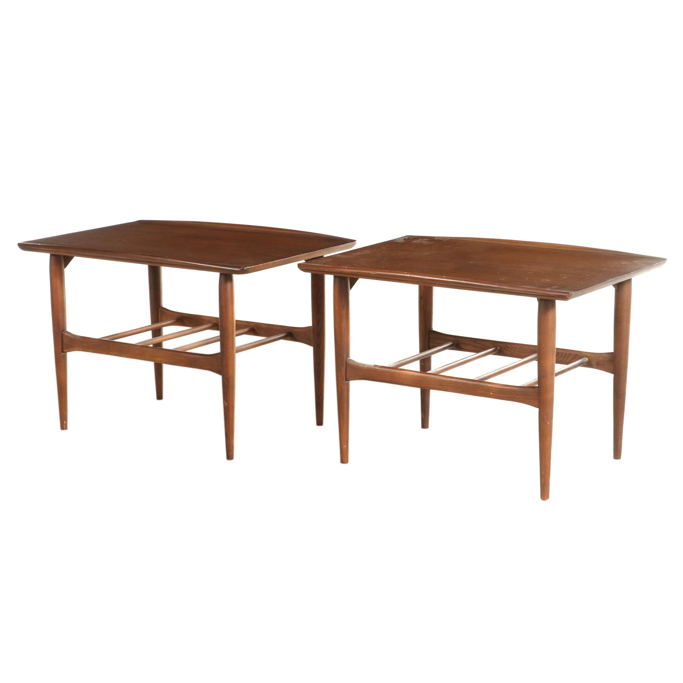 Pair of Bassett Furniture Mid Century Modern Walnut Side Tables