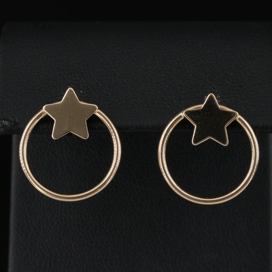 14K Star Hoop Earrings