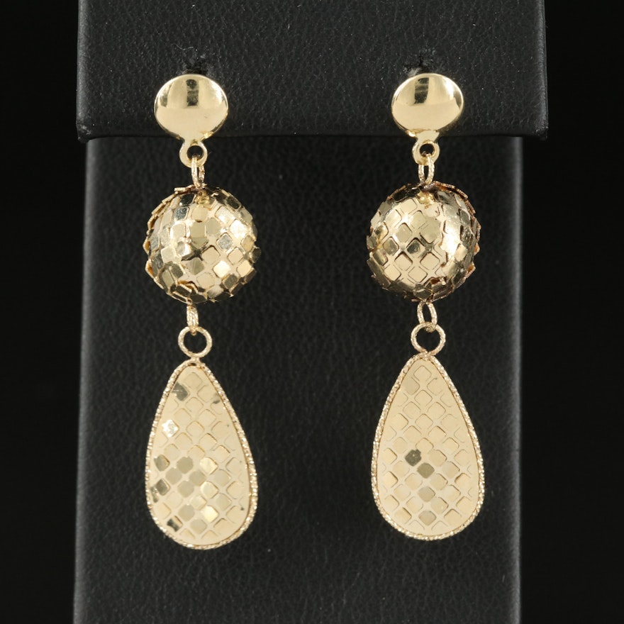 Italian 14K Scale Patterned Drop Earrings