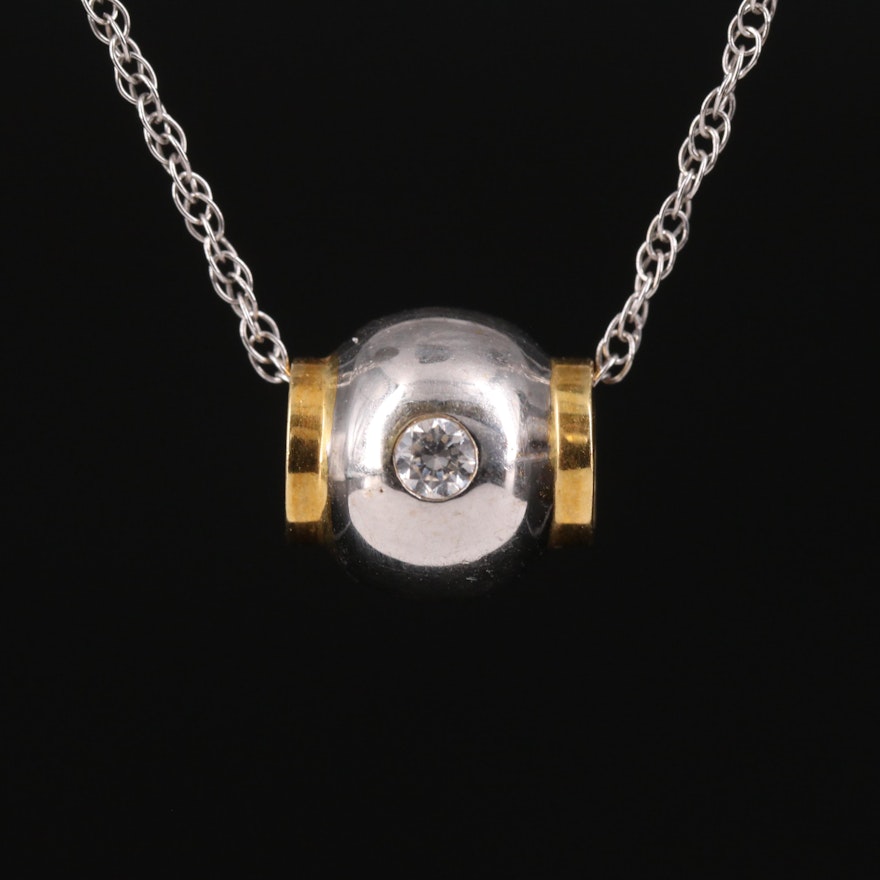 18K Cubic Zirconia Pendant on 14K Chain