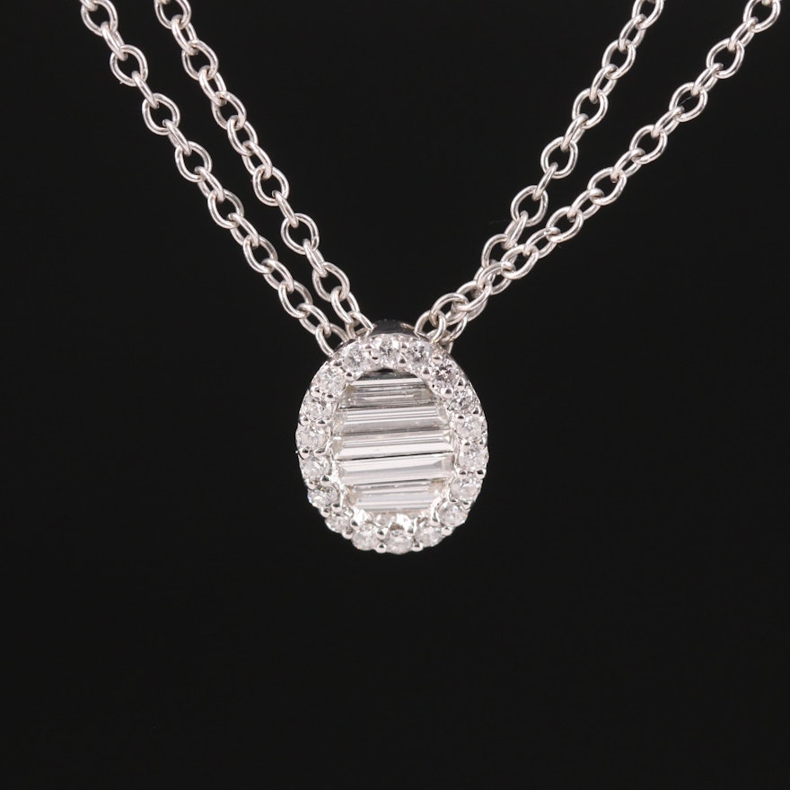 18K 0.99 CTW Diamond Pendant on 14K Double Chain