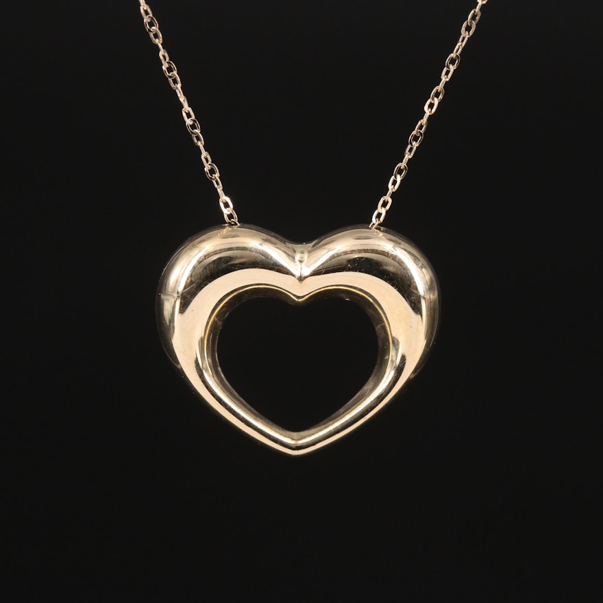 14K Heart Slide Pendant Necklace