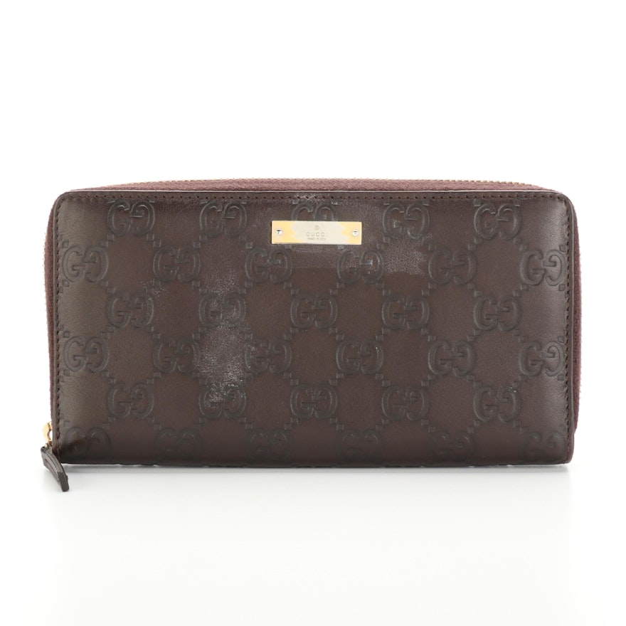 Gucci Zip-Around Wallet in Brown Guccissima Leather