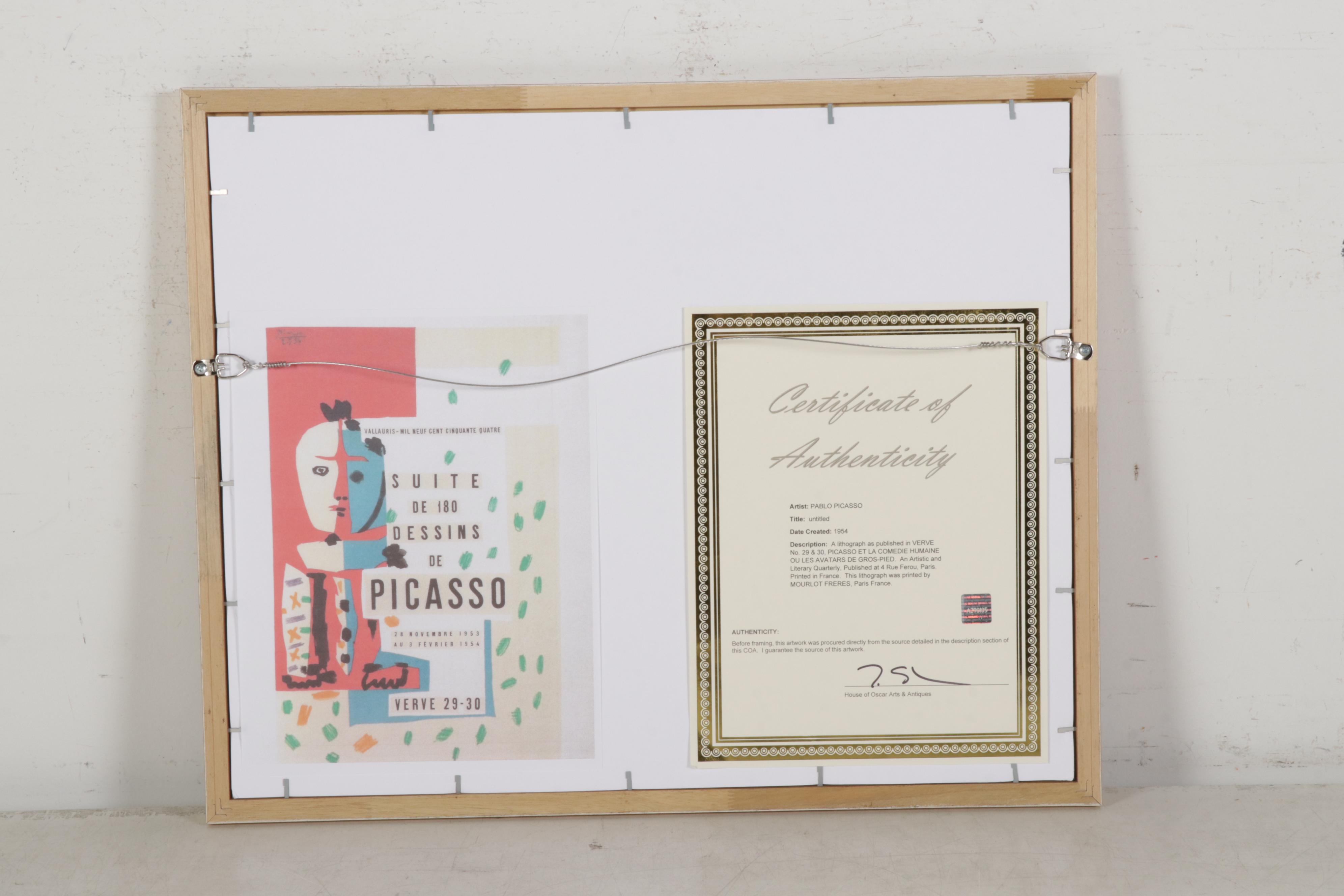 Lithograph After Pablo Picasso "Picasso et la Comedie Humaine" for "Verve," 1954