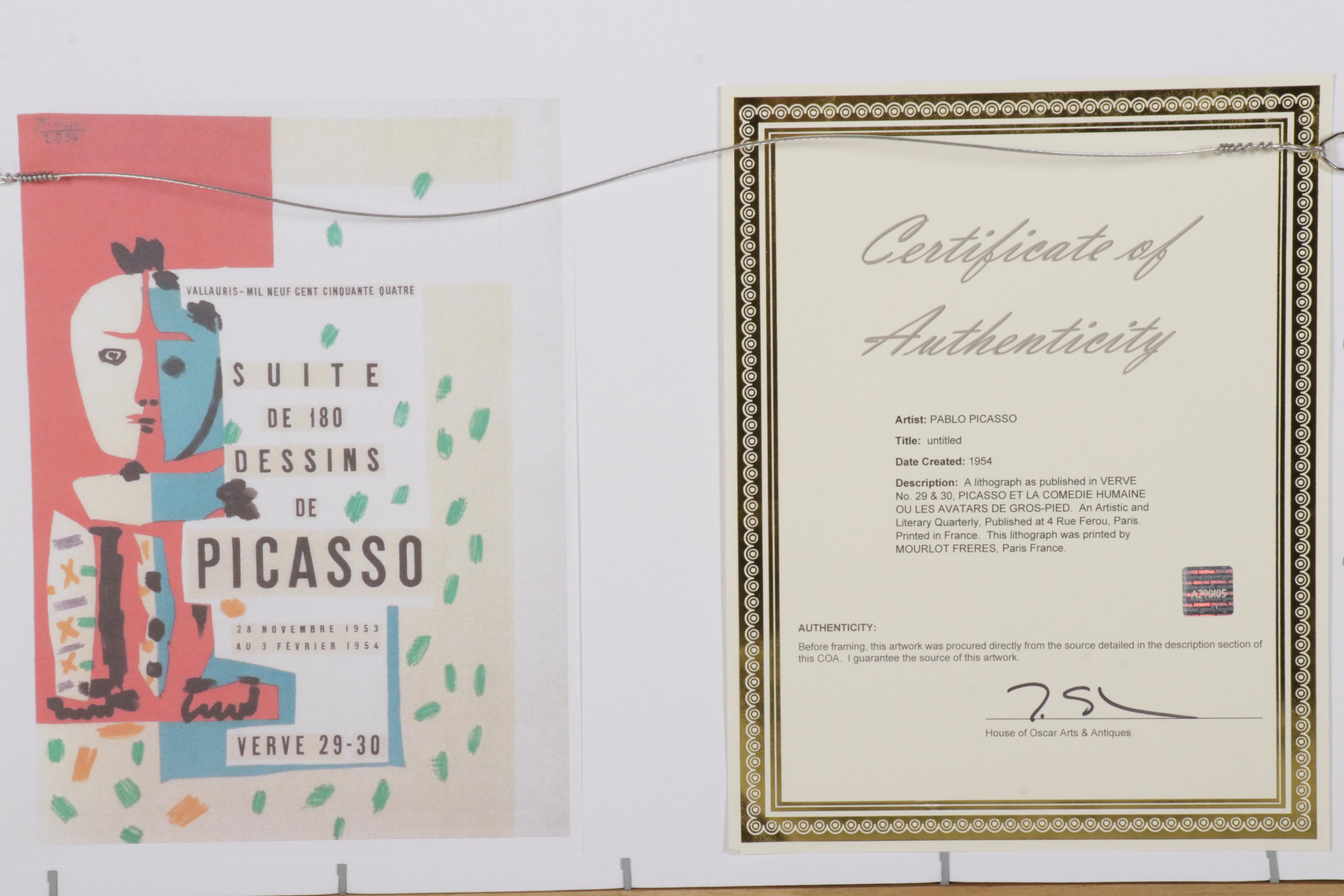 Lithograph After Pablo Picasso "Picasso et la Comedie Humaine" for "Verve," 1954