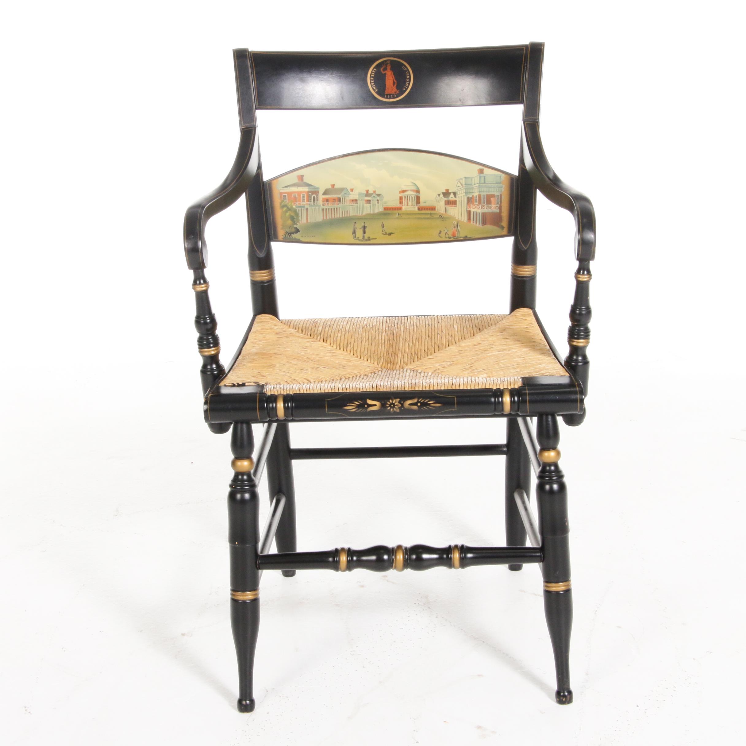 L. Hitchcock Hand-Painted University of Virginia Armchair, Mid 20th Century