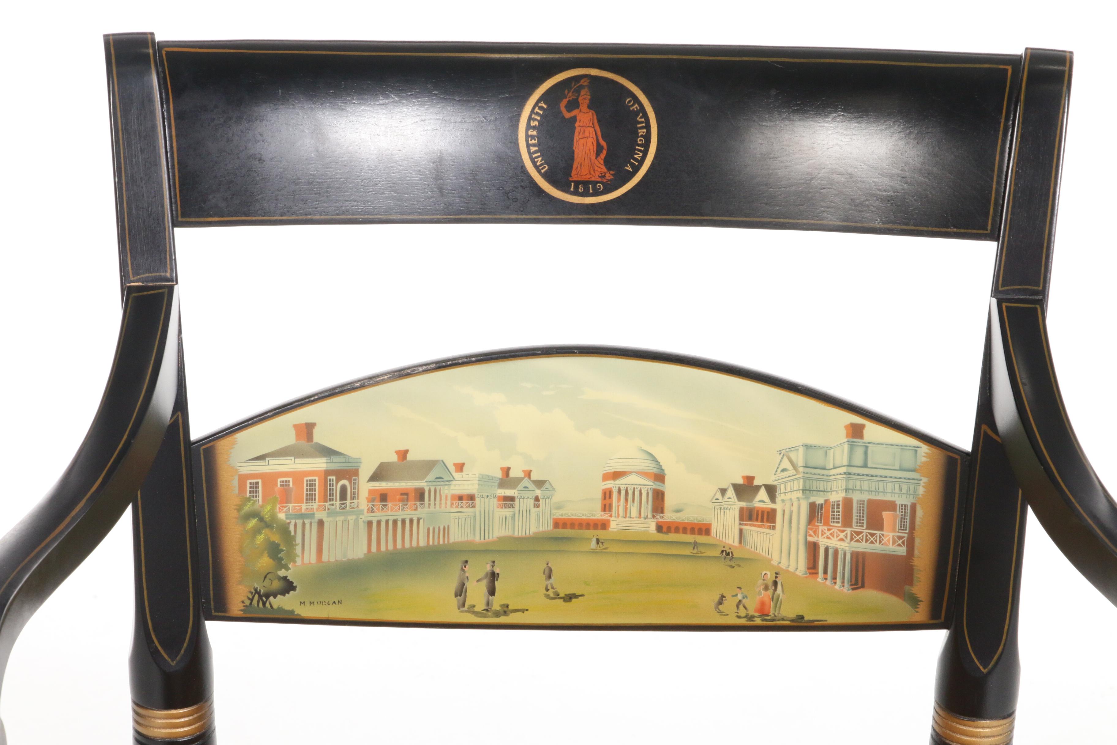 L. Hitchcock Hand-Painted University of Virginia Armchair, Mid 20th Century