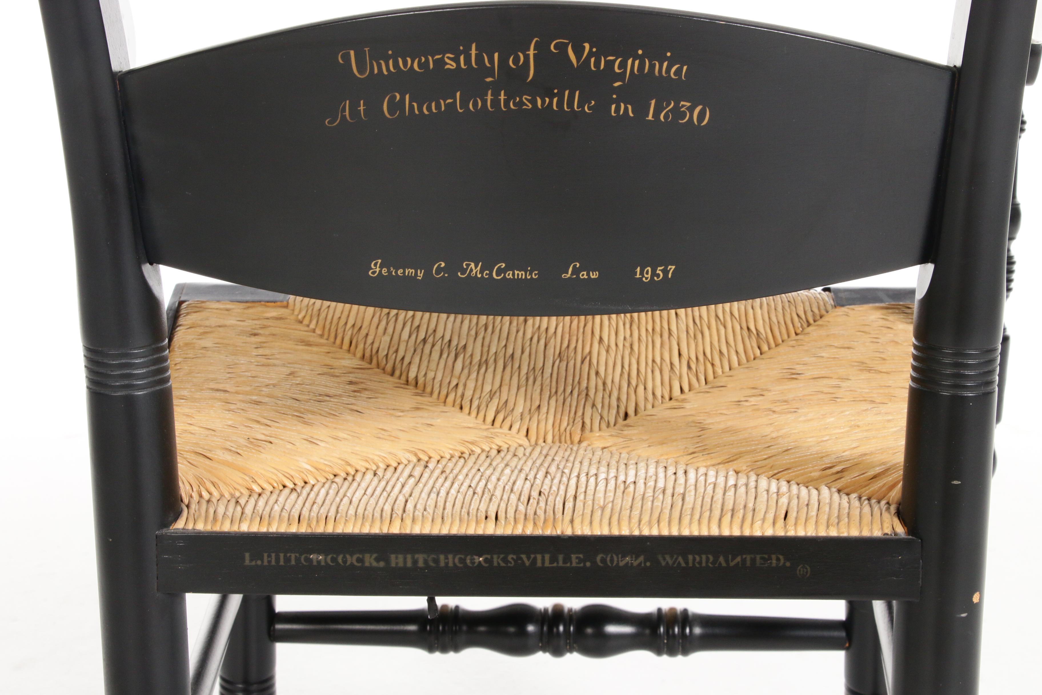 L. Hitchcock Hand-Painted University of Virginia Armchair, Mid 20th Century