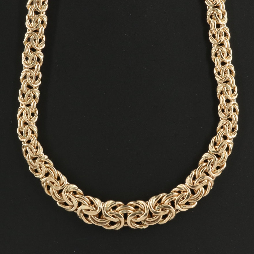 Italian 18K Graduated Byzantine Chain Necklace