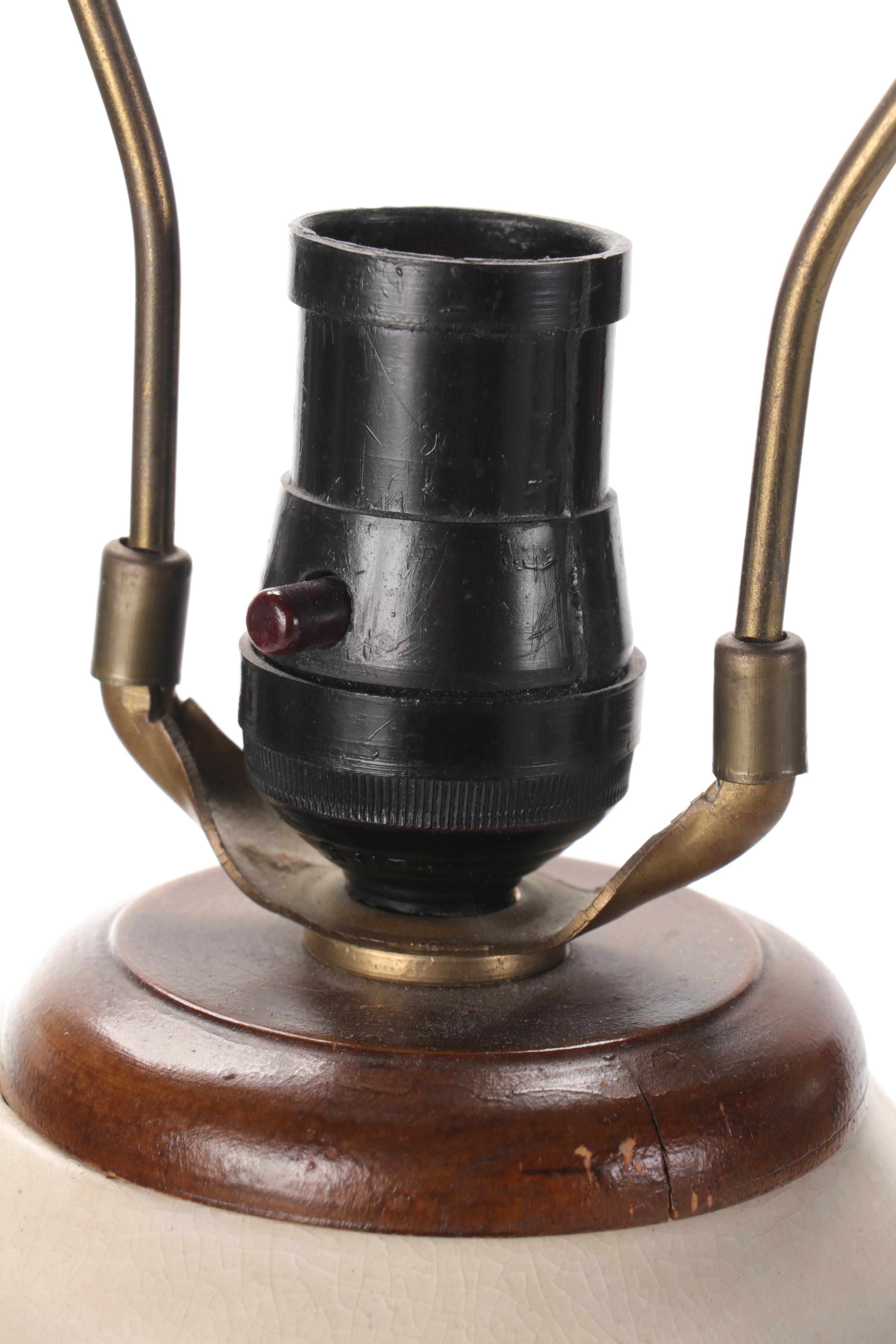 Pierced Ivory Ceramic Vase Lamp, Mid-20th Century