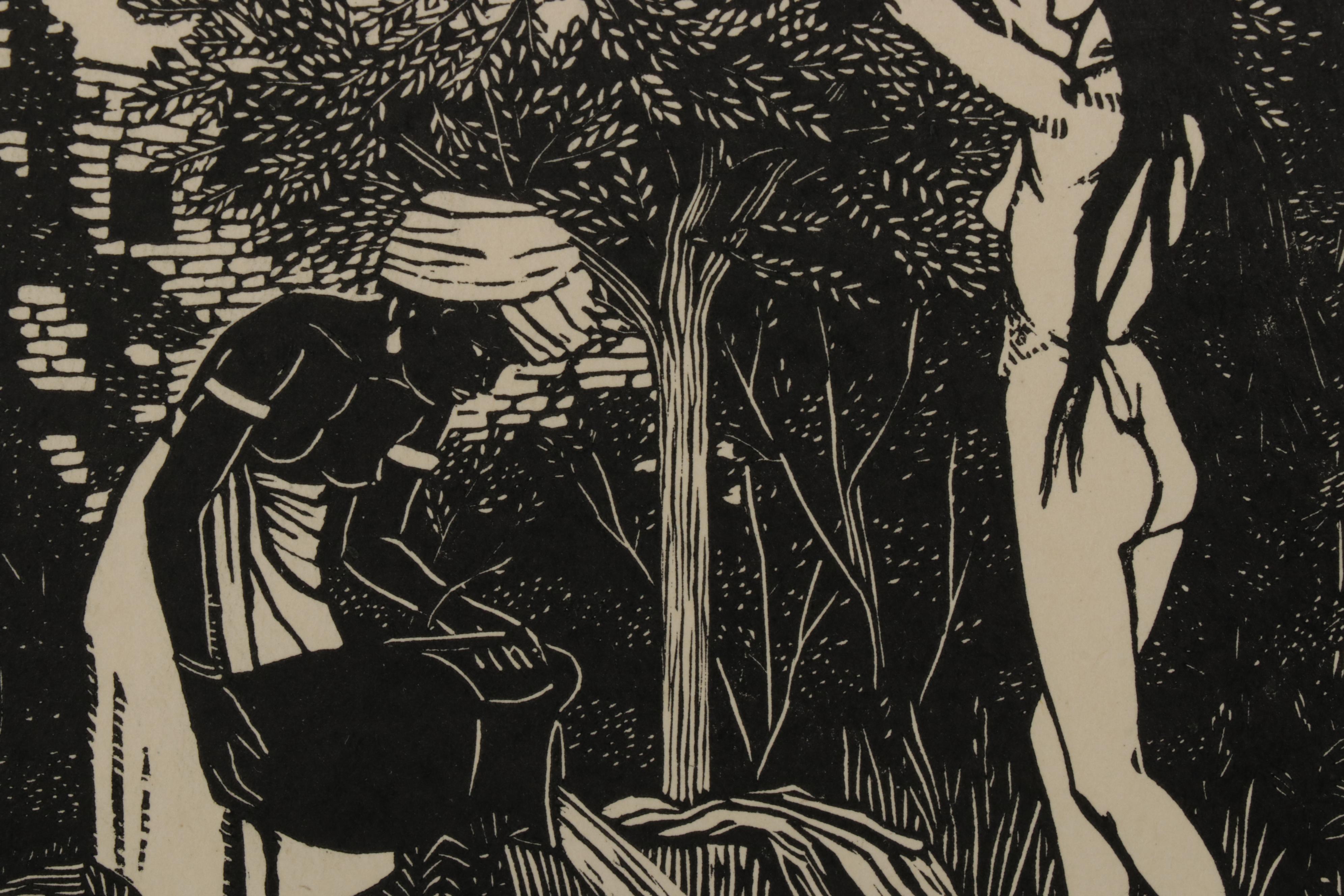 Gwen Raverat Woodcut "Bathsheba" From "Contemporary English Woodcuts," 1922