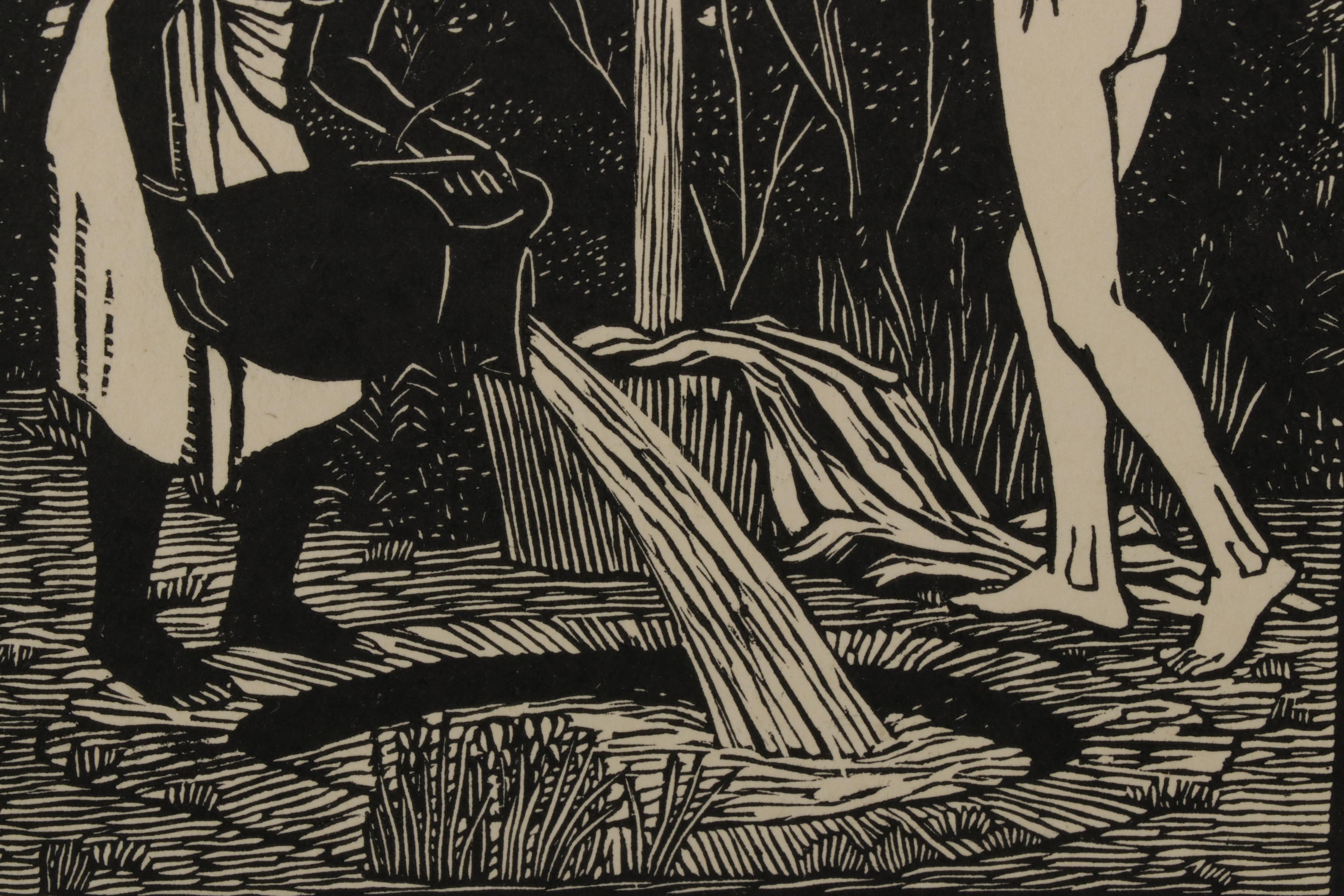Gwen Raverat Woodcut "Bathsheba" From "Contemporary English Woodcuts," 1922