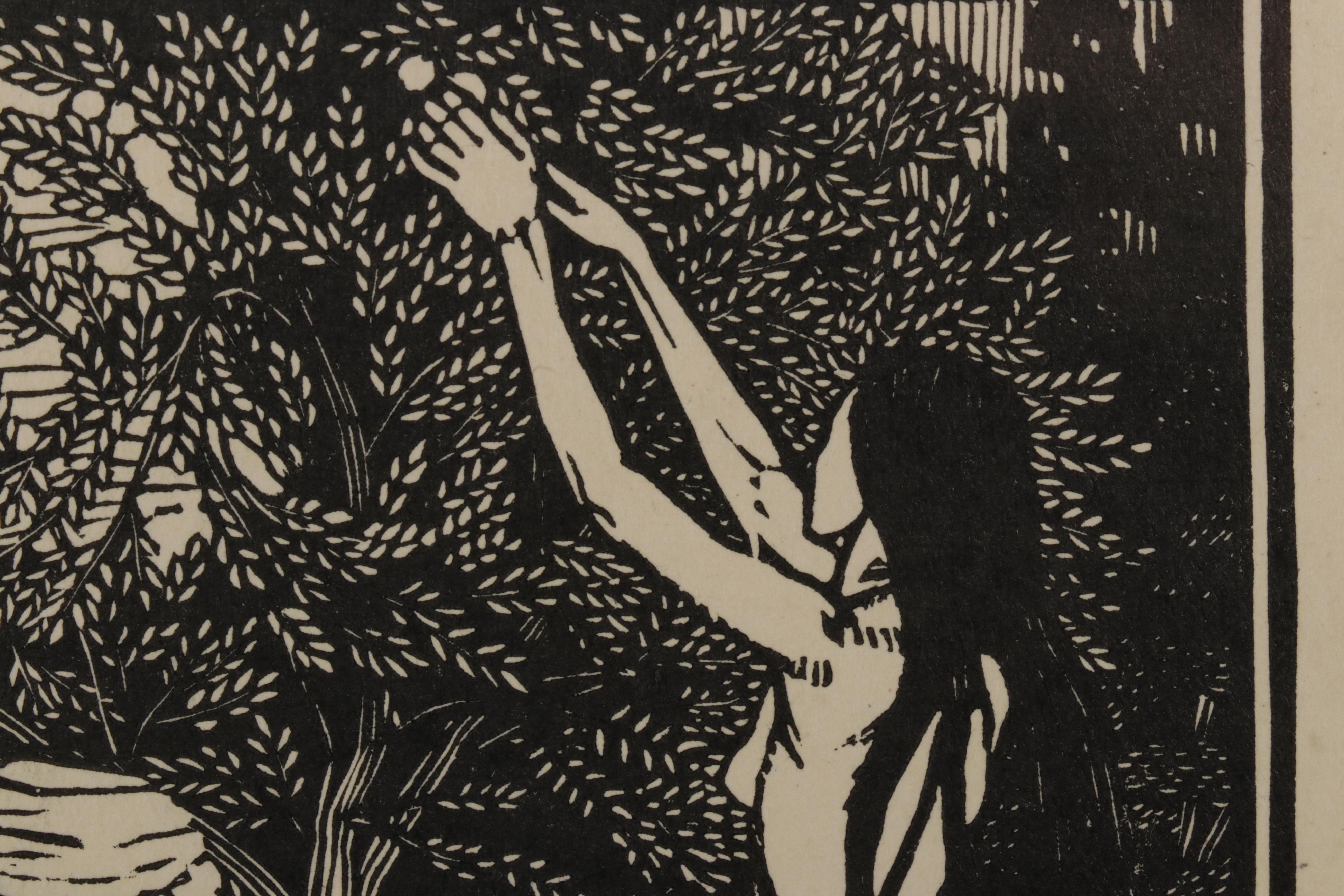 Gwen Raverat Woodcut "Bathsheba" From "Contemporary English Woodcuts," 1922