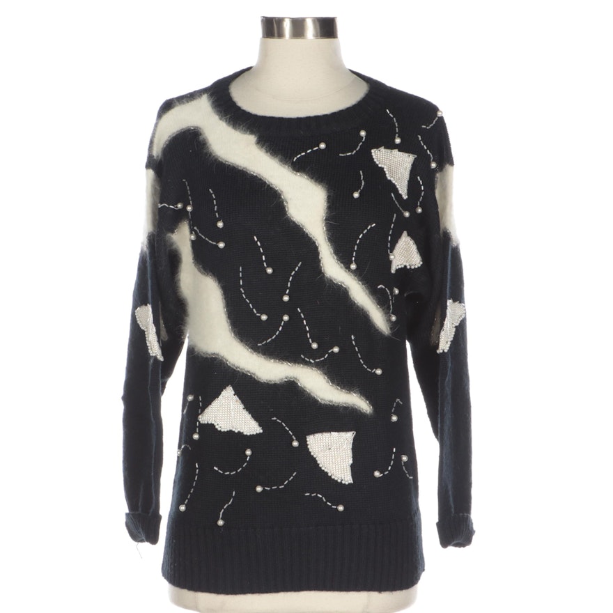 Kroshetta Embellished Sweater with Angora Accents