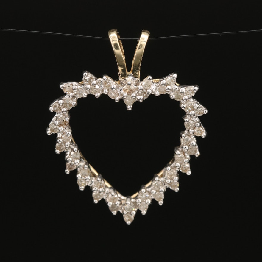 10K 0.44 CTW Diamond Heart Pendant