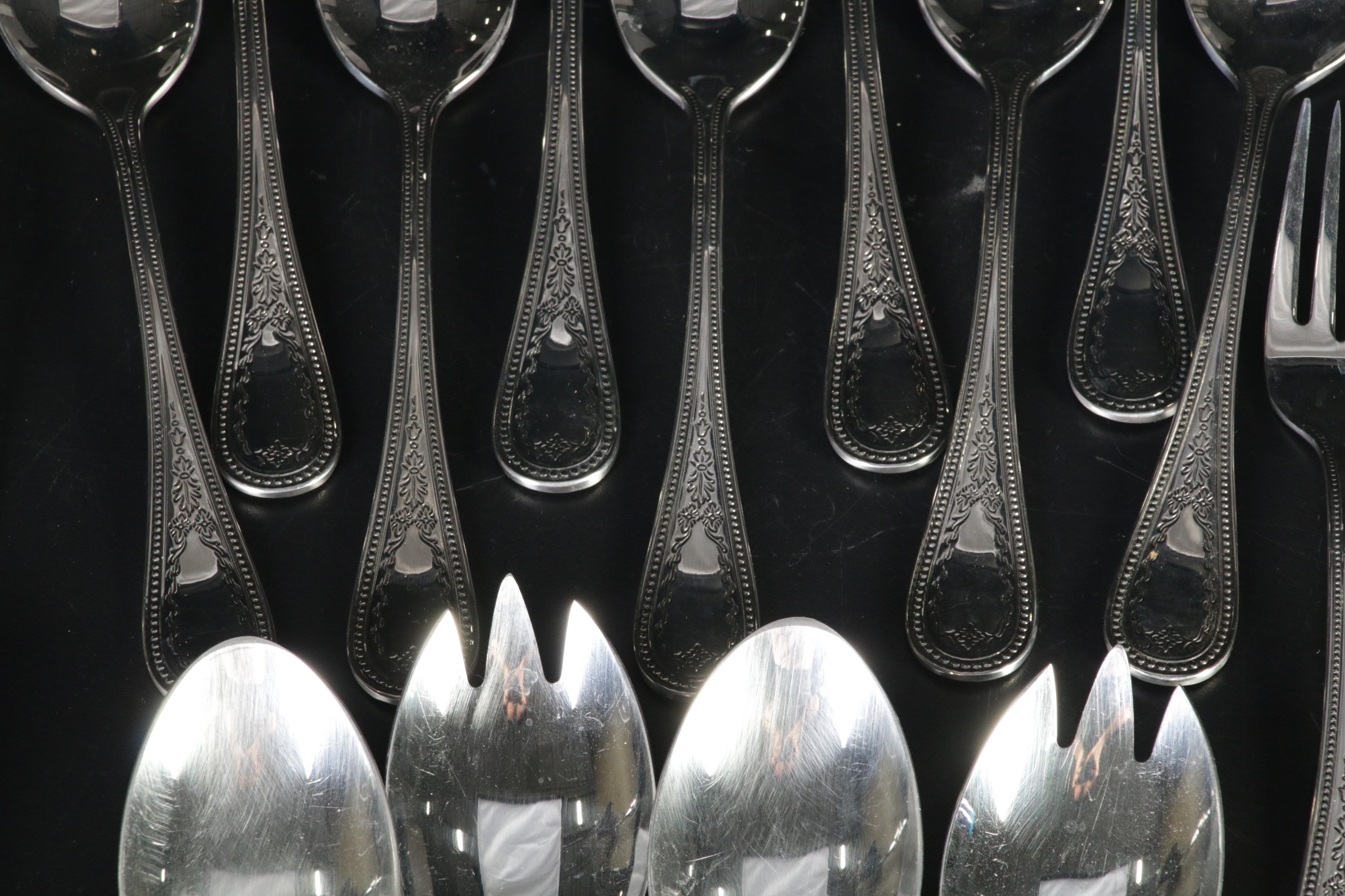 Towle "Beaded Antique" Stainless Steel Flatware, 1980s