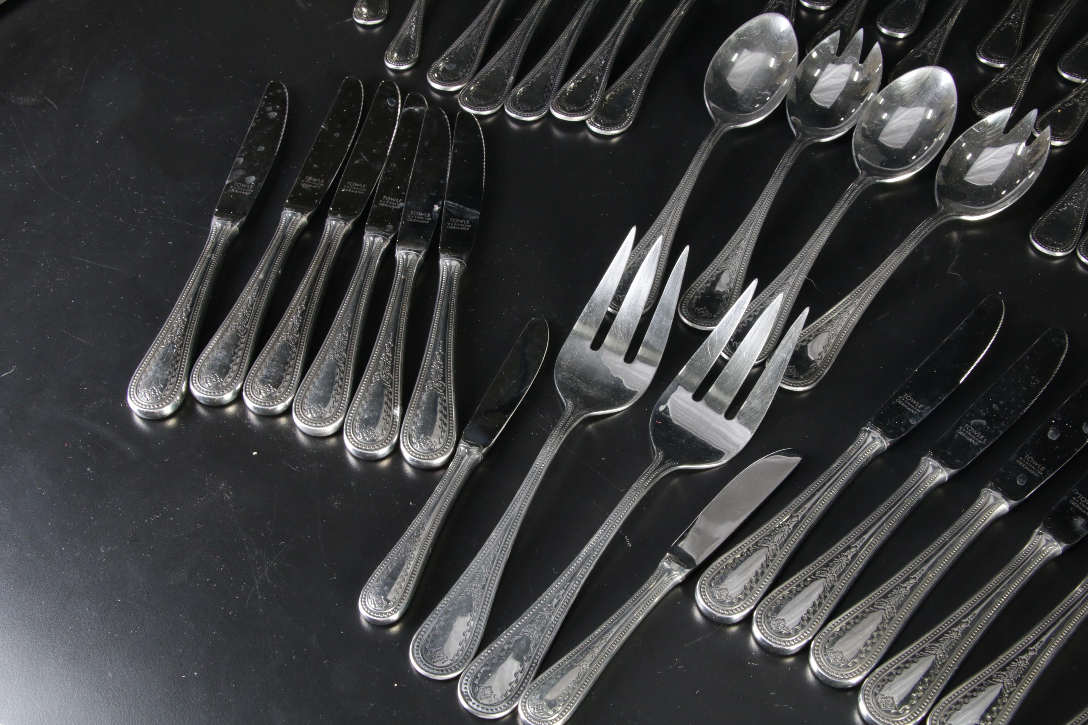 Towle "Beaded Antique" Stainless Steel Flatware, 1980s