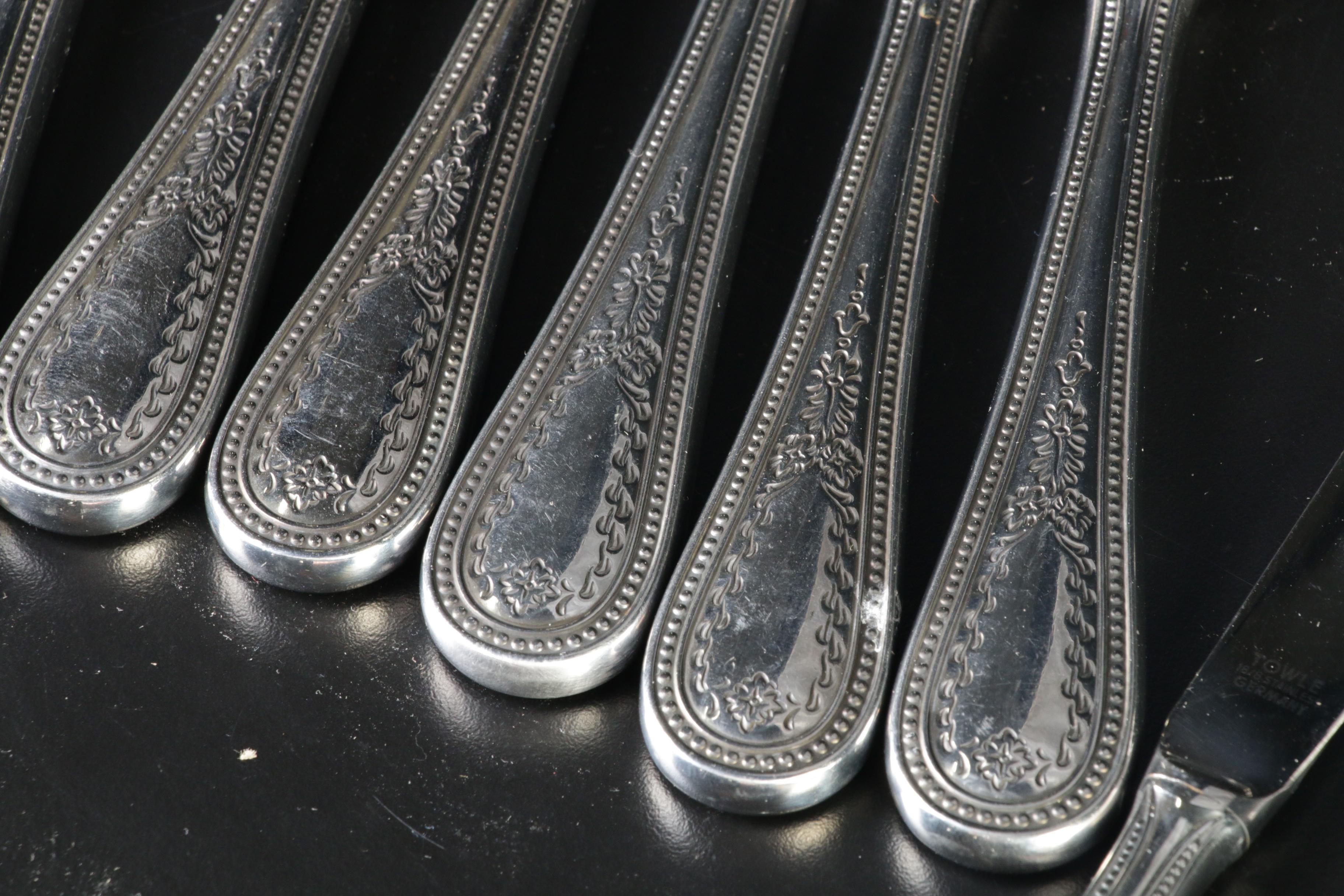 Towle "Beaded Antique" Stainless Steel Flatware, 1980s