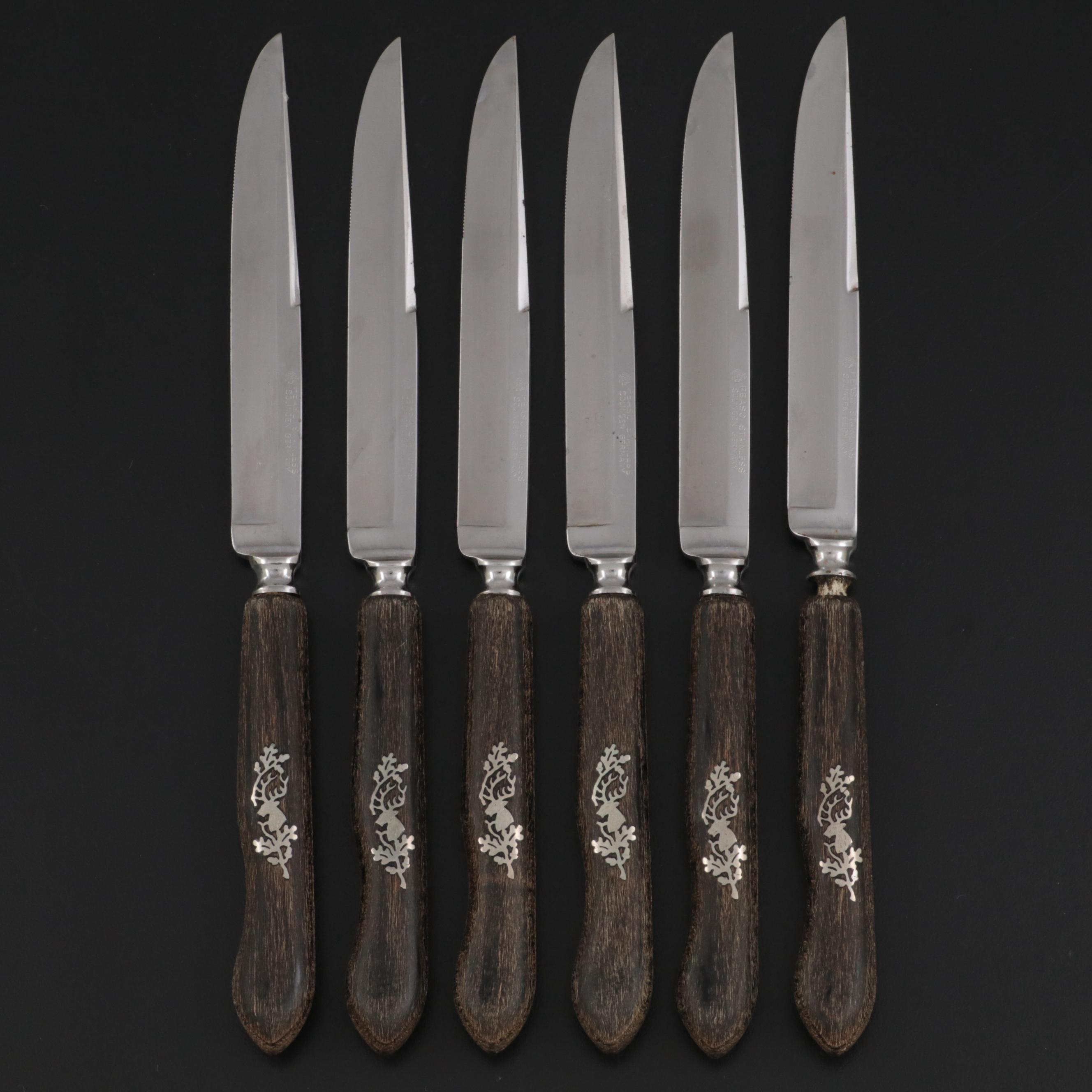 Peaso Solingen Inlaid Silver Plate German Steak Knives