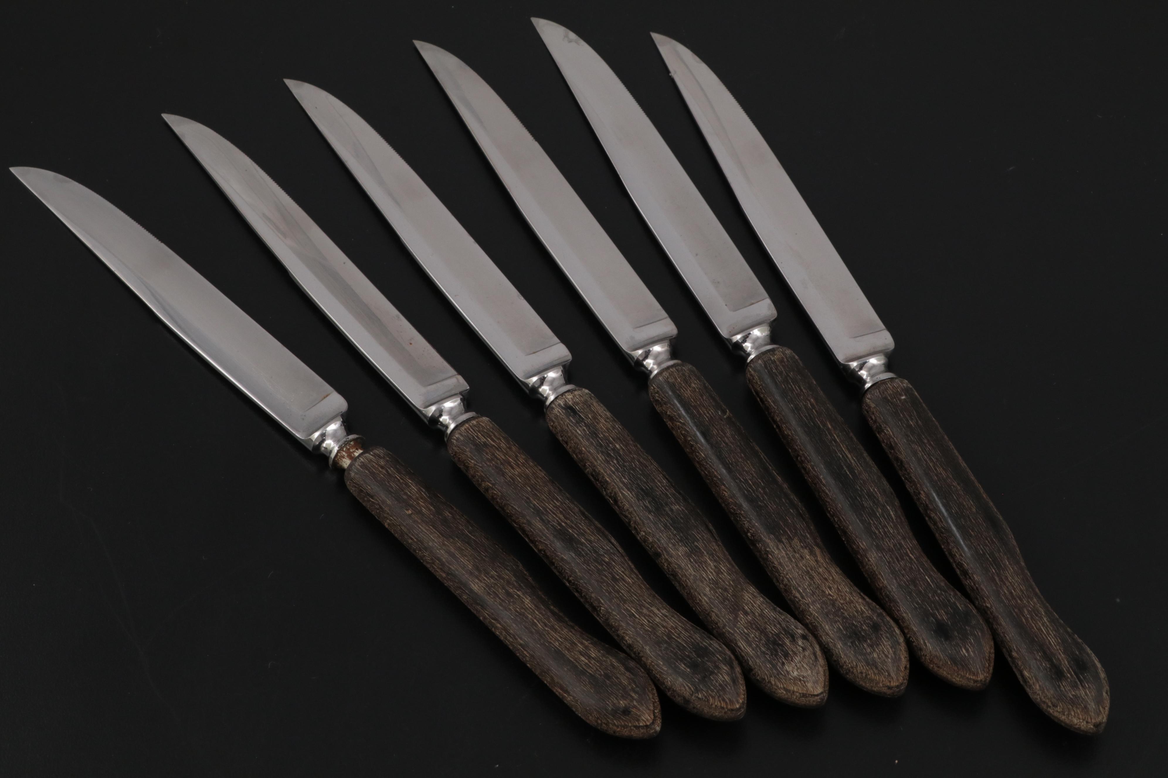 Peaso Solingen Inlaid Silver Plate German Steak Knives