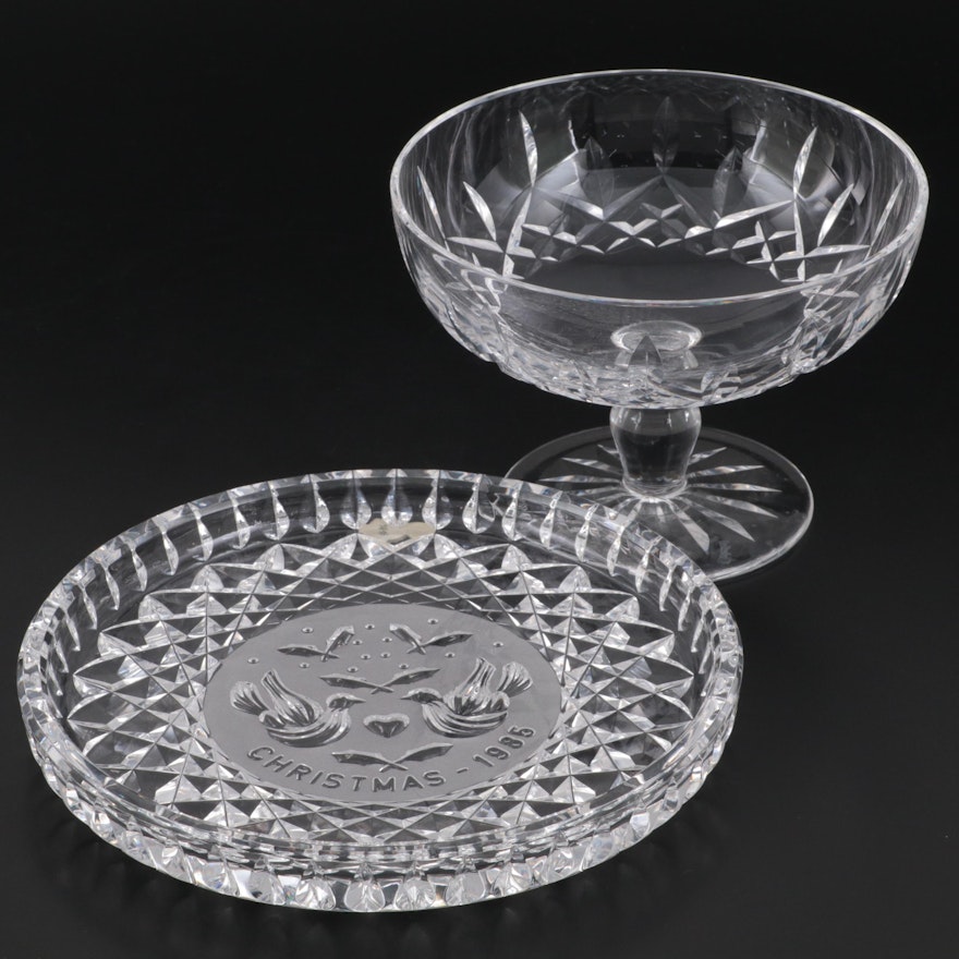 Waterford "Lismore" Crystal Compote and "Twelve Days of Christmas" Plate