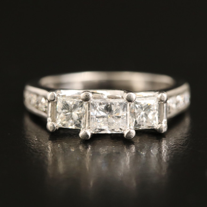 14K 1.25 CTW Diamond Ring with Channel Shoulders