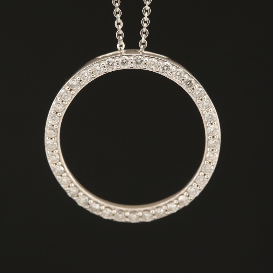 14K 0.55 CTW Diamond Circle Pendant Necklace