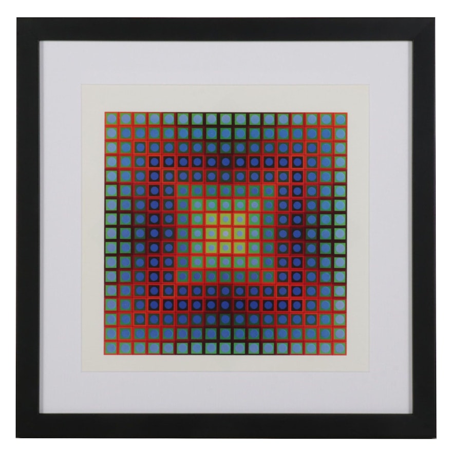 Op Art Offset Lithograph After Victor Vasarely From "Vasarely II," 1970