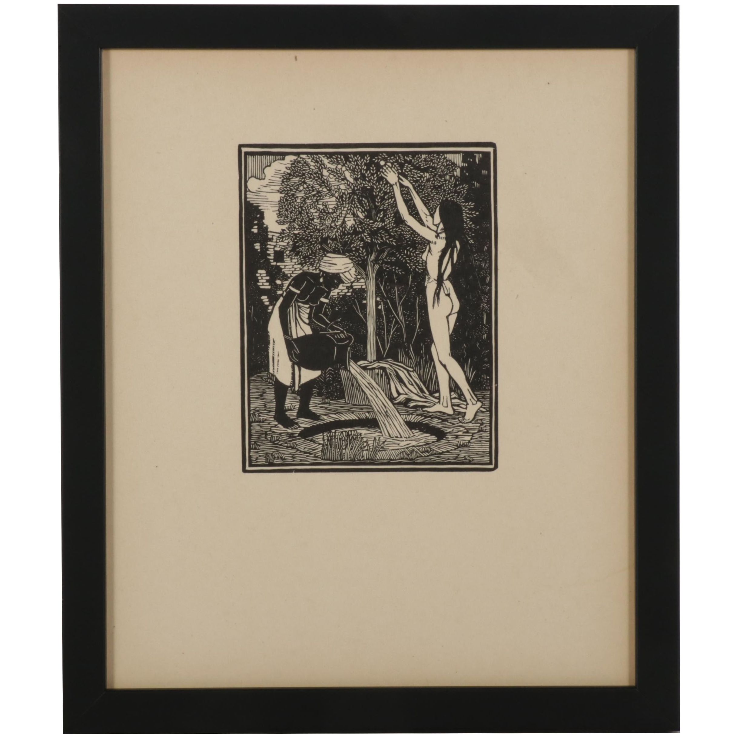 Gwen Raverat Woodcut "Bathsheba" From "Contemporary English Woodcuts," 1922