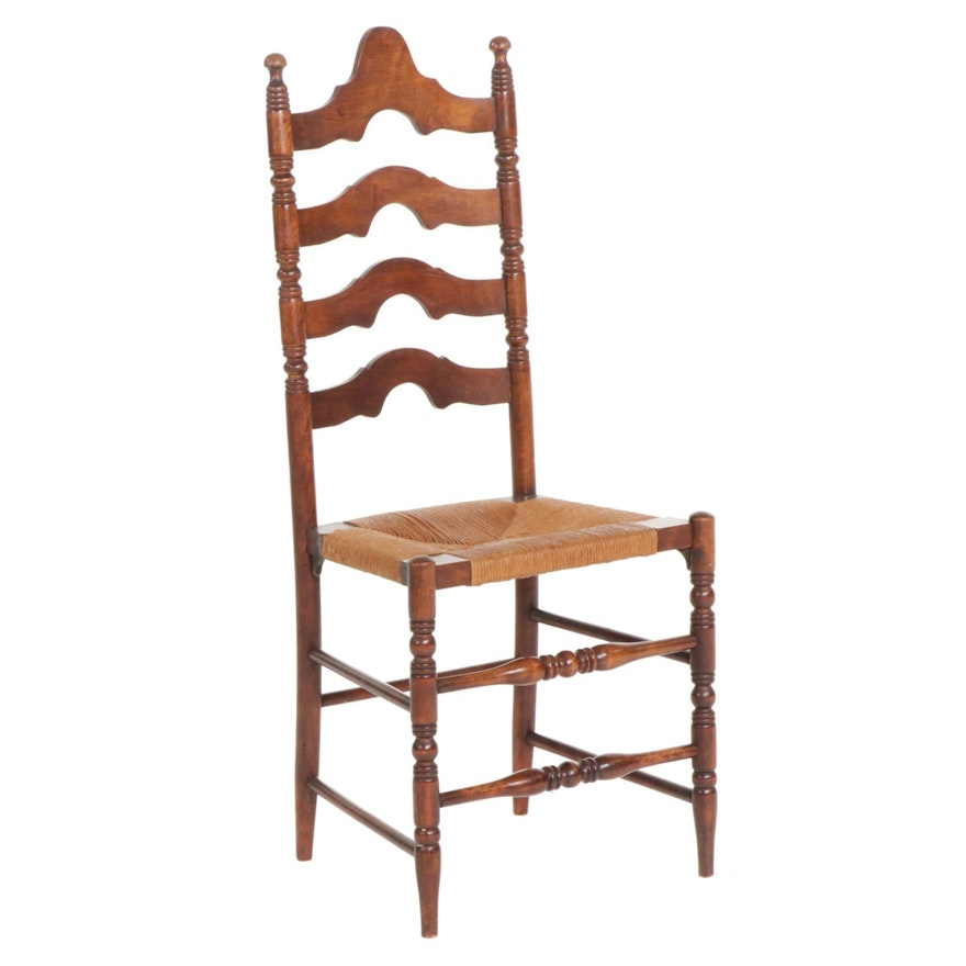 Ladderback Side Chair with Woven Cord Seat, Early to Mid 20th Century