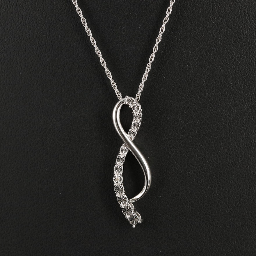 Sterling Diamond Infinity Pendant Necklace