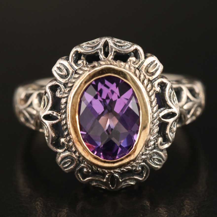 Sterling Amethyst Ring with 18K Accent