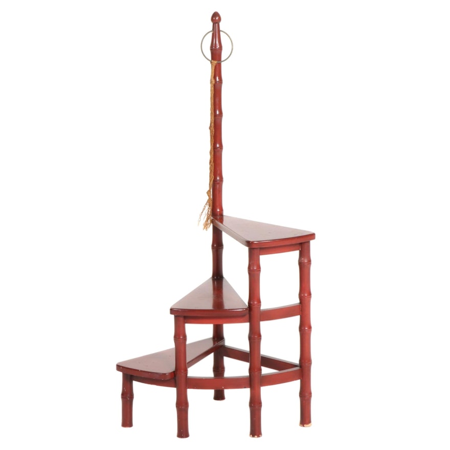 Regency Style Bamboo-Turned Library Steps Plant Stand