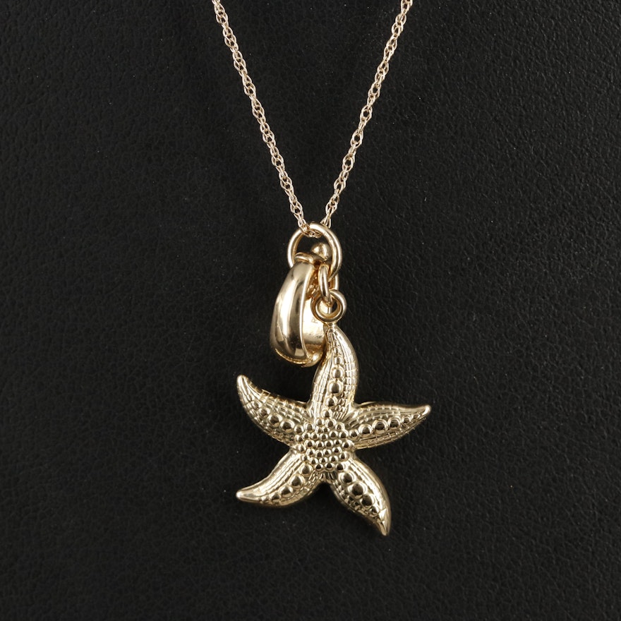 14K Starfish Enhancer Pendant Necklace