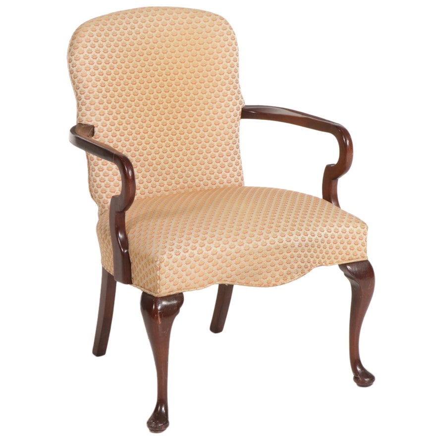 Hickory Chair Queen Anne Style Upholstered Armchair