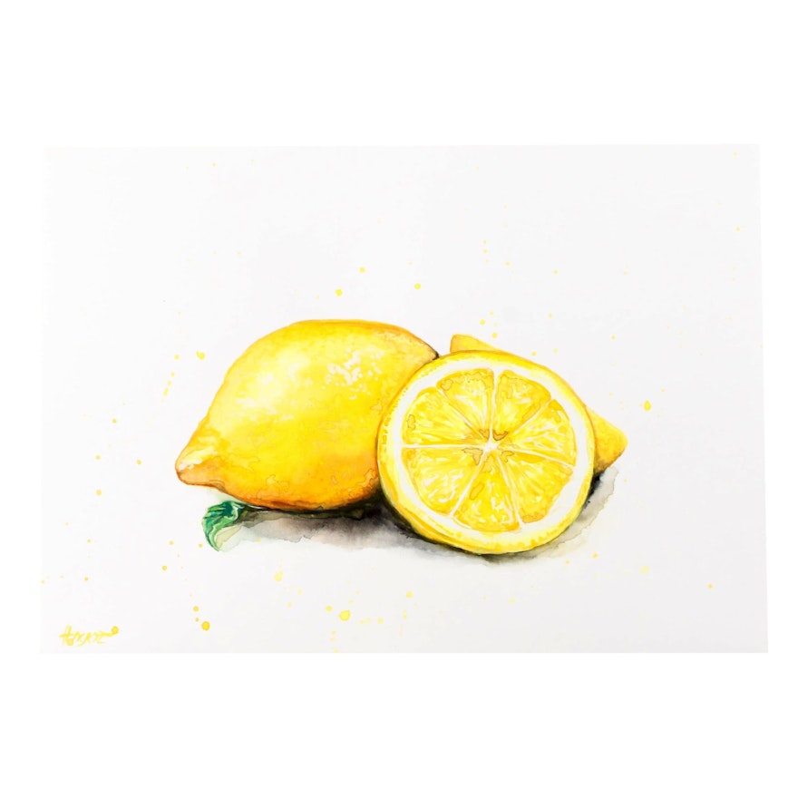 Anne Gorywine Watercolor Painting of Lemons,  2019