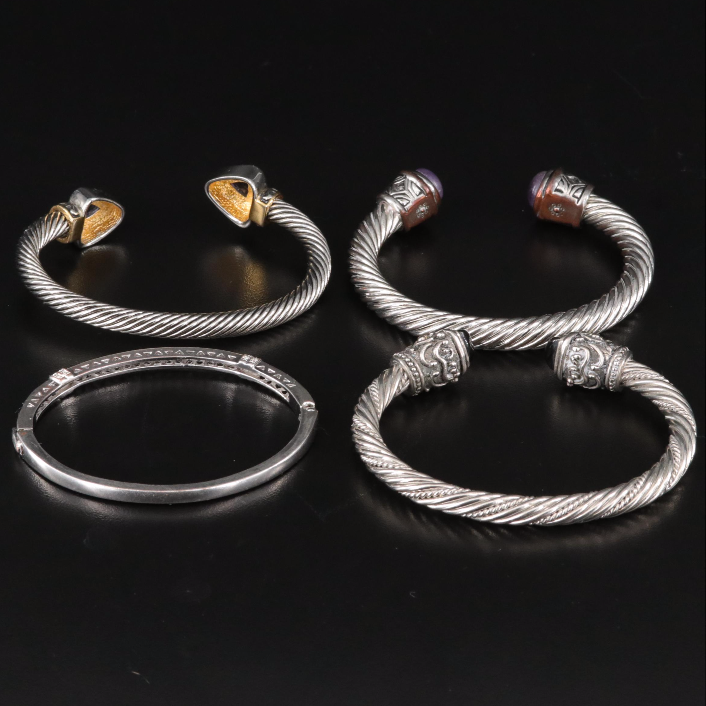 Hinged Bangle and Cuff Selection Including Amethyst